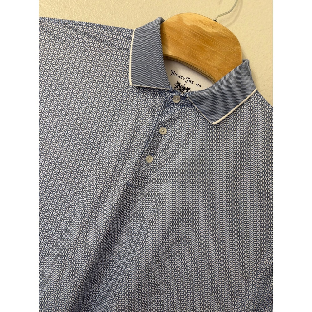 Hickey Freeman‎ Golf Mens XL Blue Geometric Performance Polo Shirt 1857654